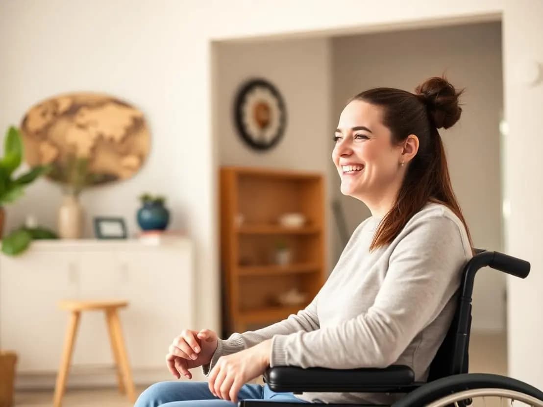 Support worker smiling with a client
